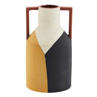 Madam Stoltz Terracotta Vase gelb-schwarz