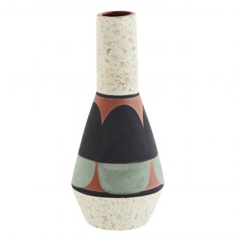 Madam Stoltz Terracotta Vase schwarz-weiss
